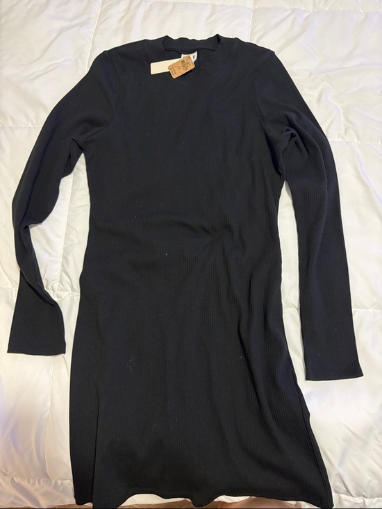 PINK Victoria's Secret Dresses & Skirts - New PINK Victoria's Secret Black Ribbed Long-Sleeve Dress